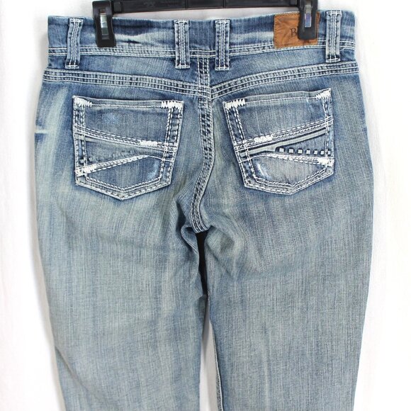 BKE Payton Cropped Jeans Womens Size 31 Light Wash Blue Denim Thick Stitch - Picture 4 of 5